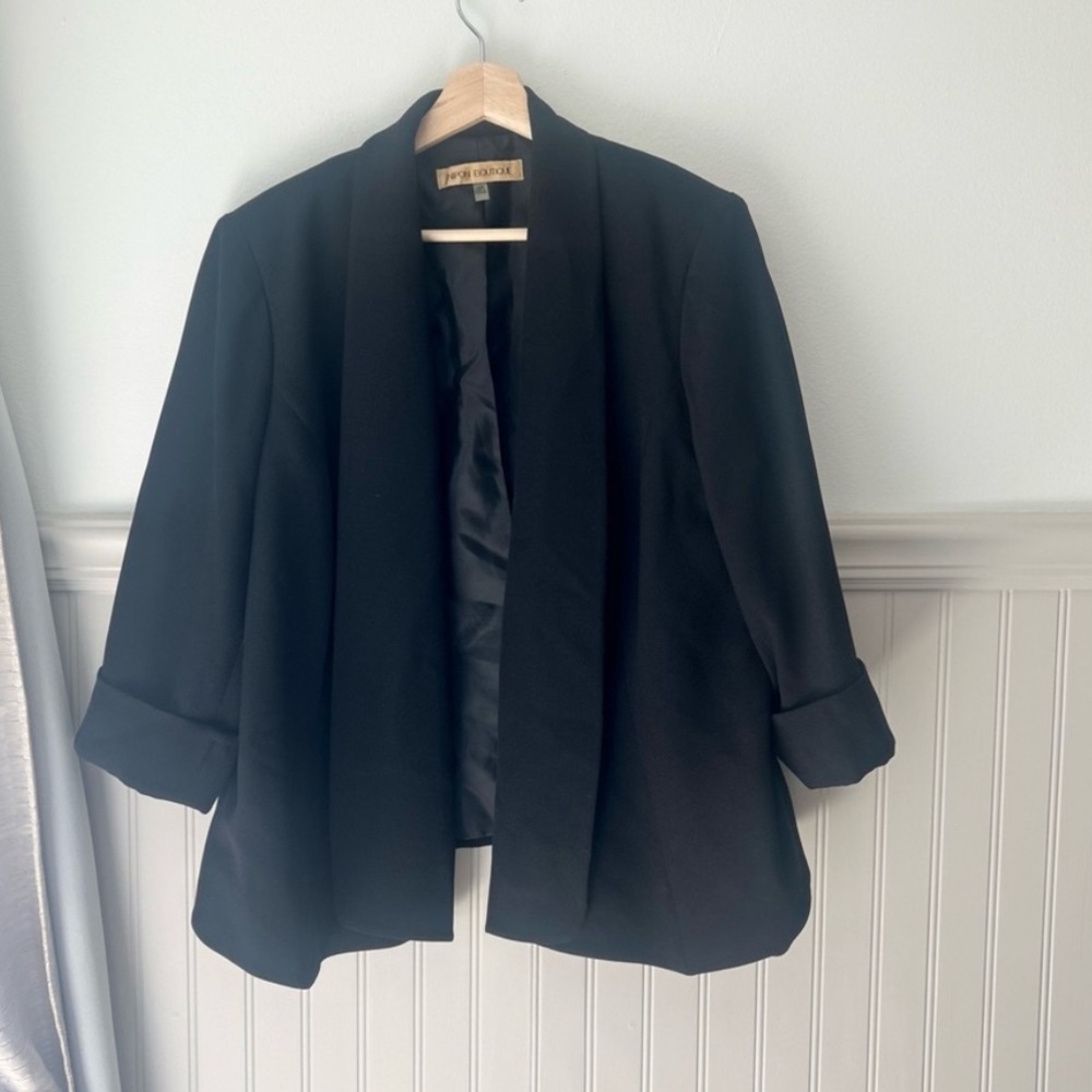 Nipon Boutique Professional Classic Black Tailored Blazer 16W